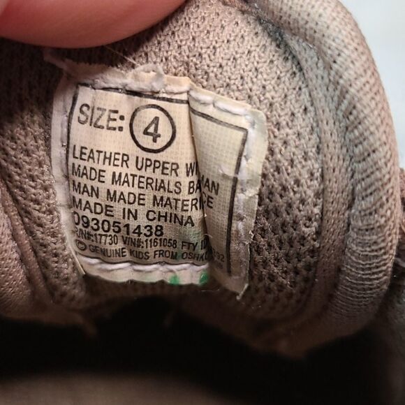 Oshkosh Tan Suede Mesh Sneakers Velcro Straps 4 Toddler Tennis Shoe Easy On Baby - Picture 8 of 8